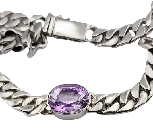 Amethyst Cuban Chain Link Necklace - Hanna Boya