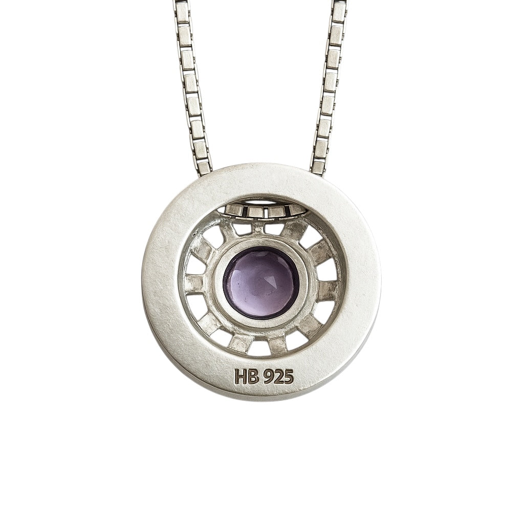 Basotho Amethyst Sterling Silver Basket Weave Pendant Necklace - Hanna Boya