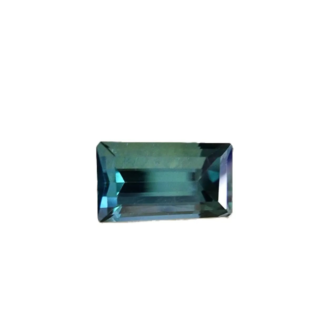 High-quality 1.20ct blue indicolite tourmaline gemstone with an emerald cut, featuring a rich teal hue and excellent brilliance for fine jewelry.