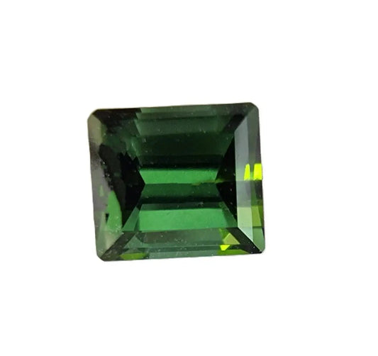 Elegant 1.25ct blue-green tourmaline gemstone in a square cut, showcasing its rich color and clarity for fine jewelry crafting.