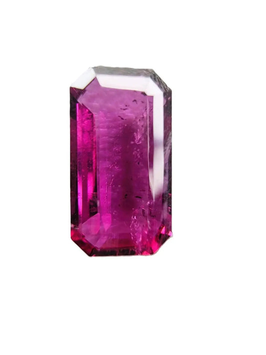 Elegant 3.02ct emerald cut red rubellite tourmaline loose gemstone, showcasing a deep red color perfect for fine jewelry designs.