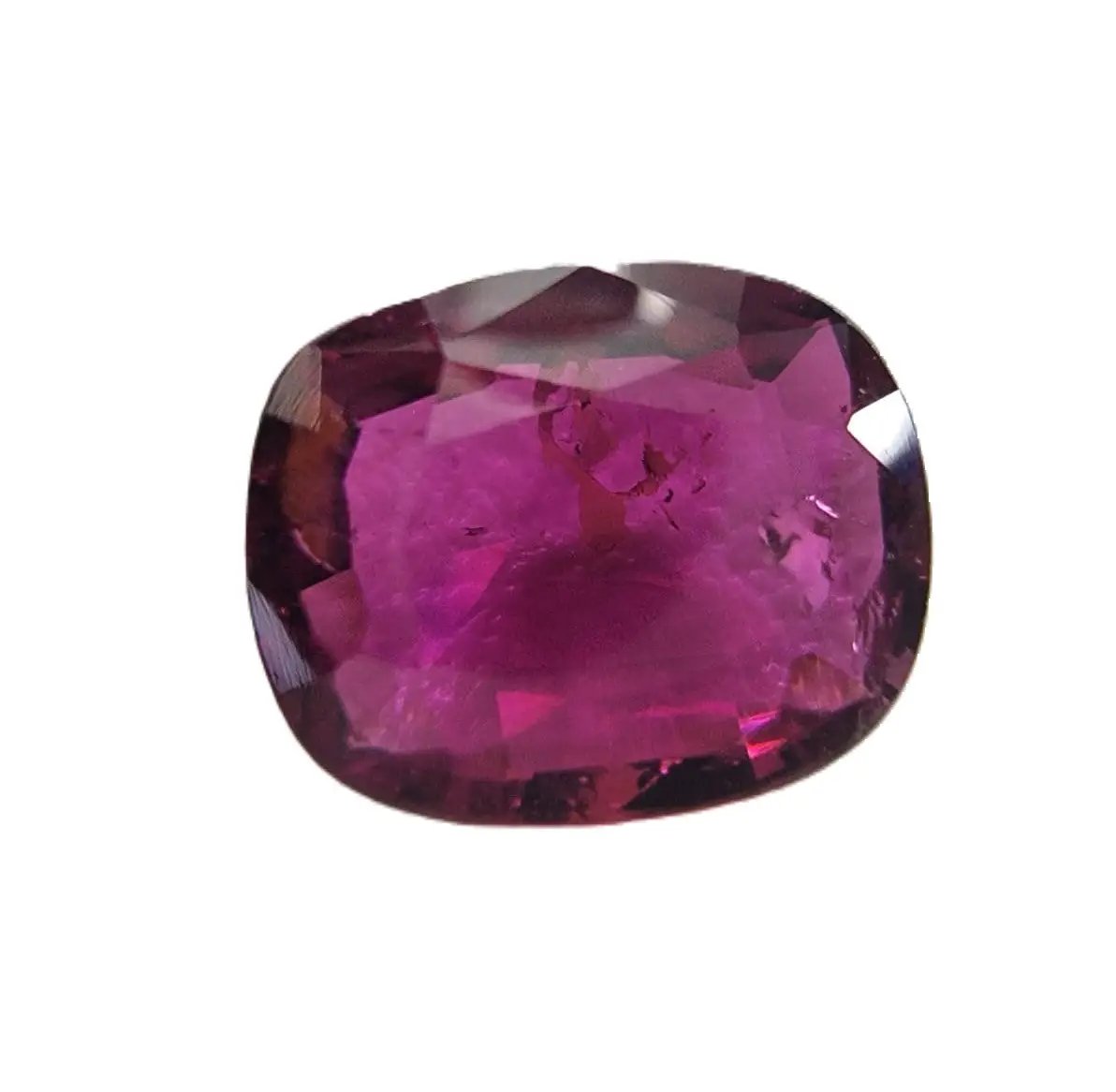 Lustrous 4.03ct cushion cut red rubellite tourmaline gemstone with exceptional clarity and brilliance, ideal for bespoke jewelry pieces.