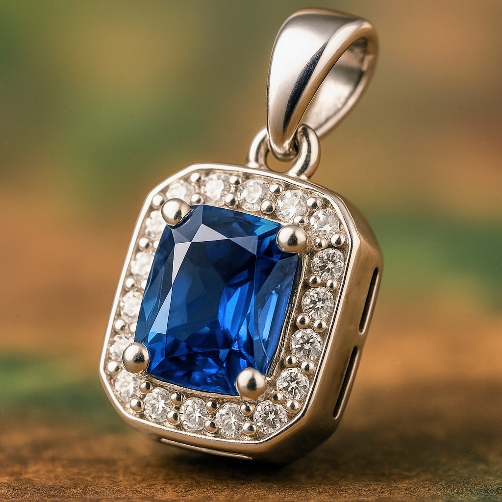 2.5ct Cushion Natural Blue Sapphire Pendant - Hanna Boya