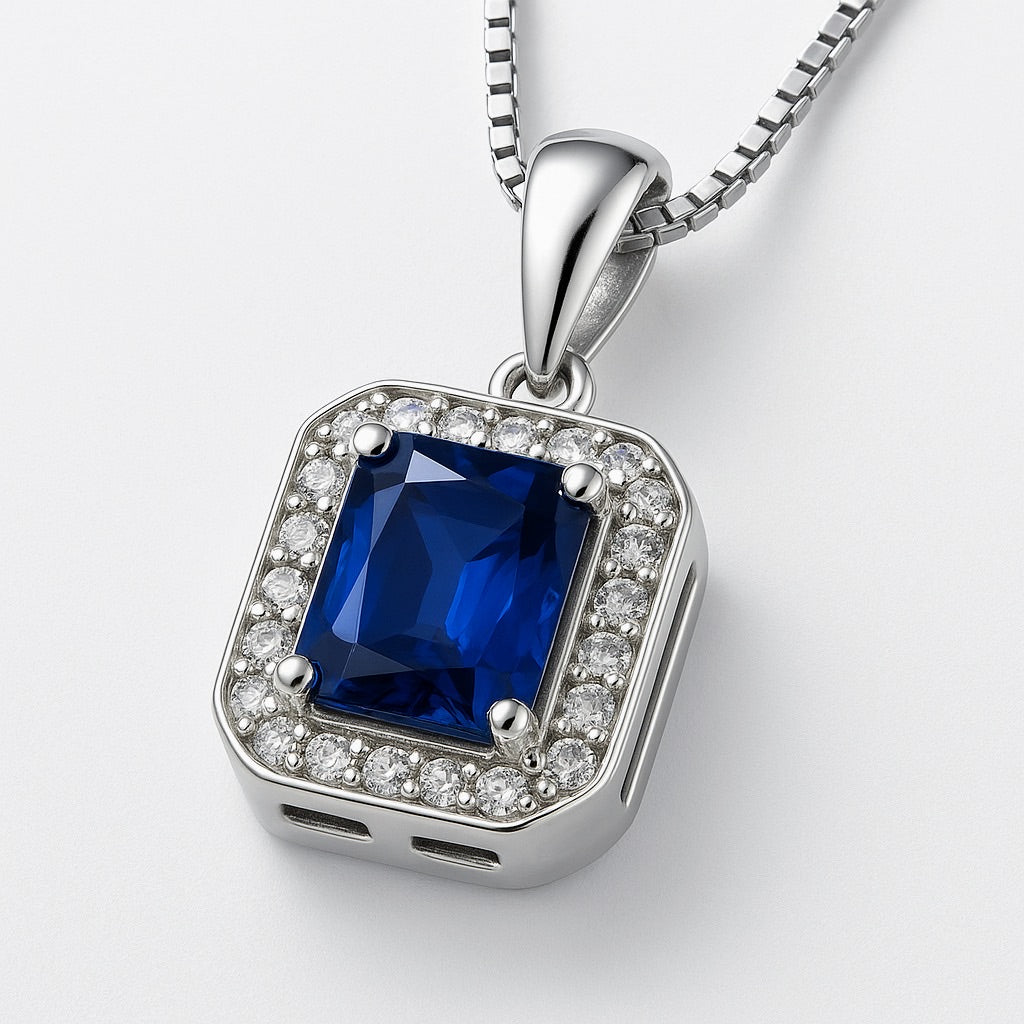 2.5ct Cushion Natural Blue Sapphire Pendant - Hanna Boya
