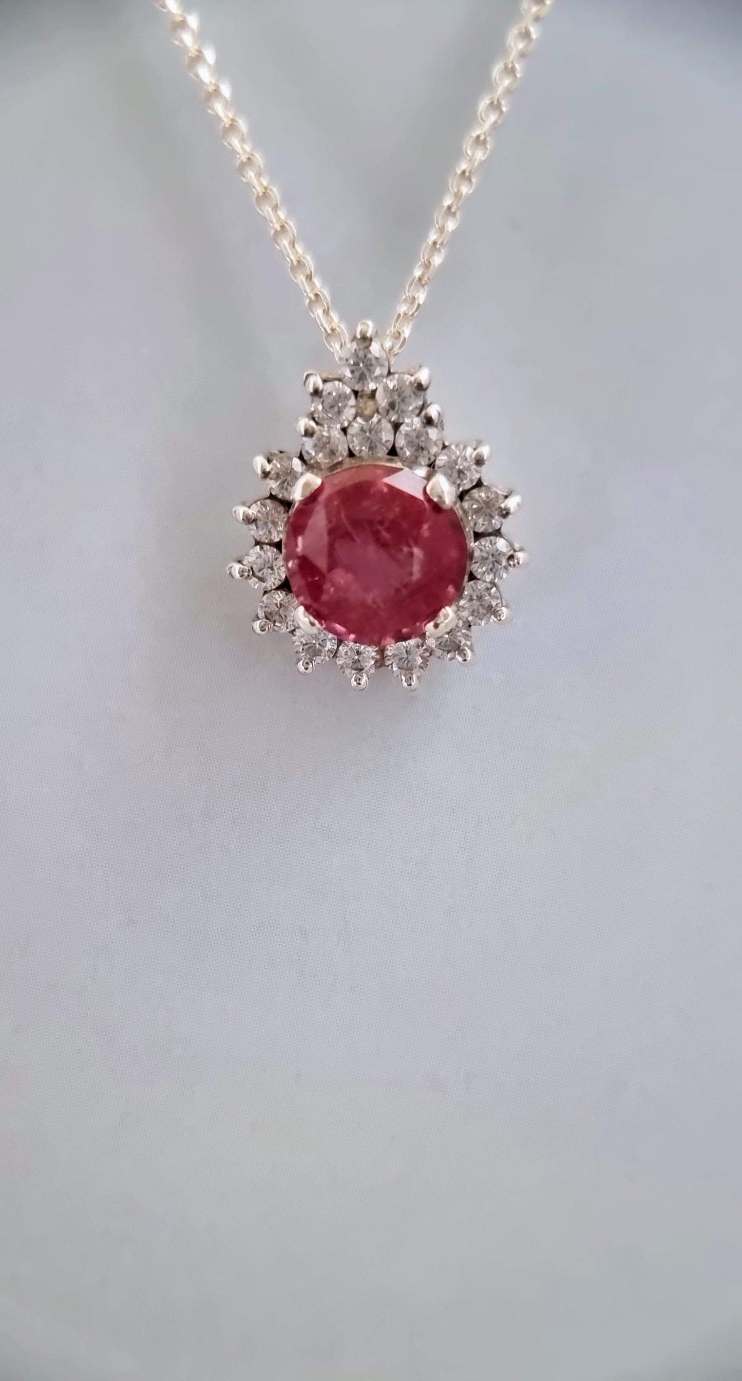 3ct Natural Round Pink Tourmaline Pendant Necklace - Hanna Boya