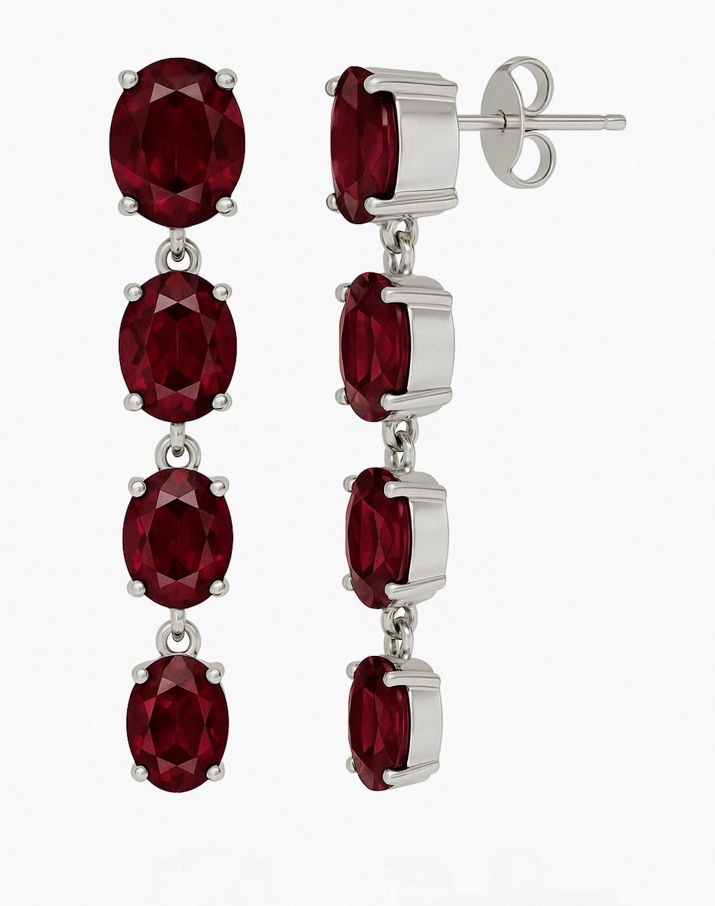 8ct Natural Oval Red Garnet Pin Dangle Earrings - Hanna Boya