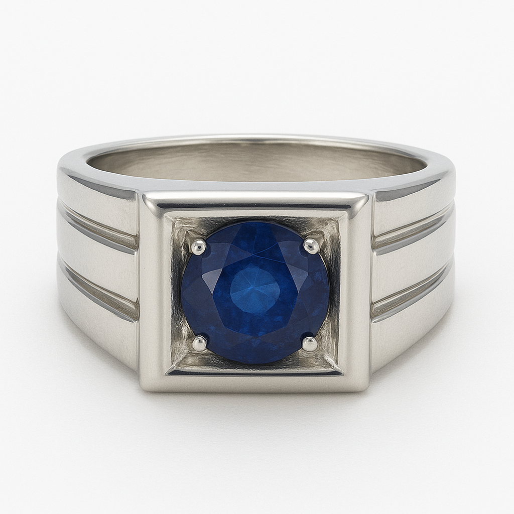 1.5ct Natural Blue Sapphire Signet Ring in Platinum Silver – Bold, Ethical, Uniquely Yours - Hanna Boya
