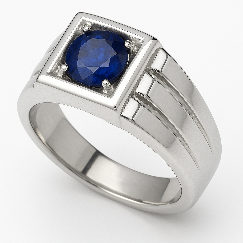 1.5ct Natural Blue Sapphire Signet Ring in Platinum Silver – Bold, Ethical, Uniquely Yours - Hanna Boya