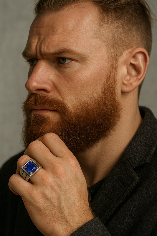 1.5ct Natural Blue Sapphire Signet Ring in Platinum Silver – Bold, Ethical, Uniquely Yours - Hanna Boya