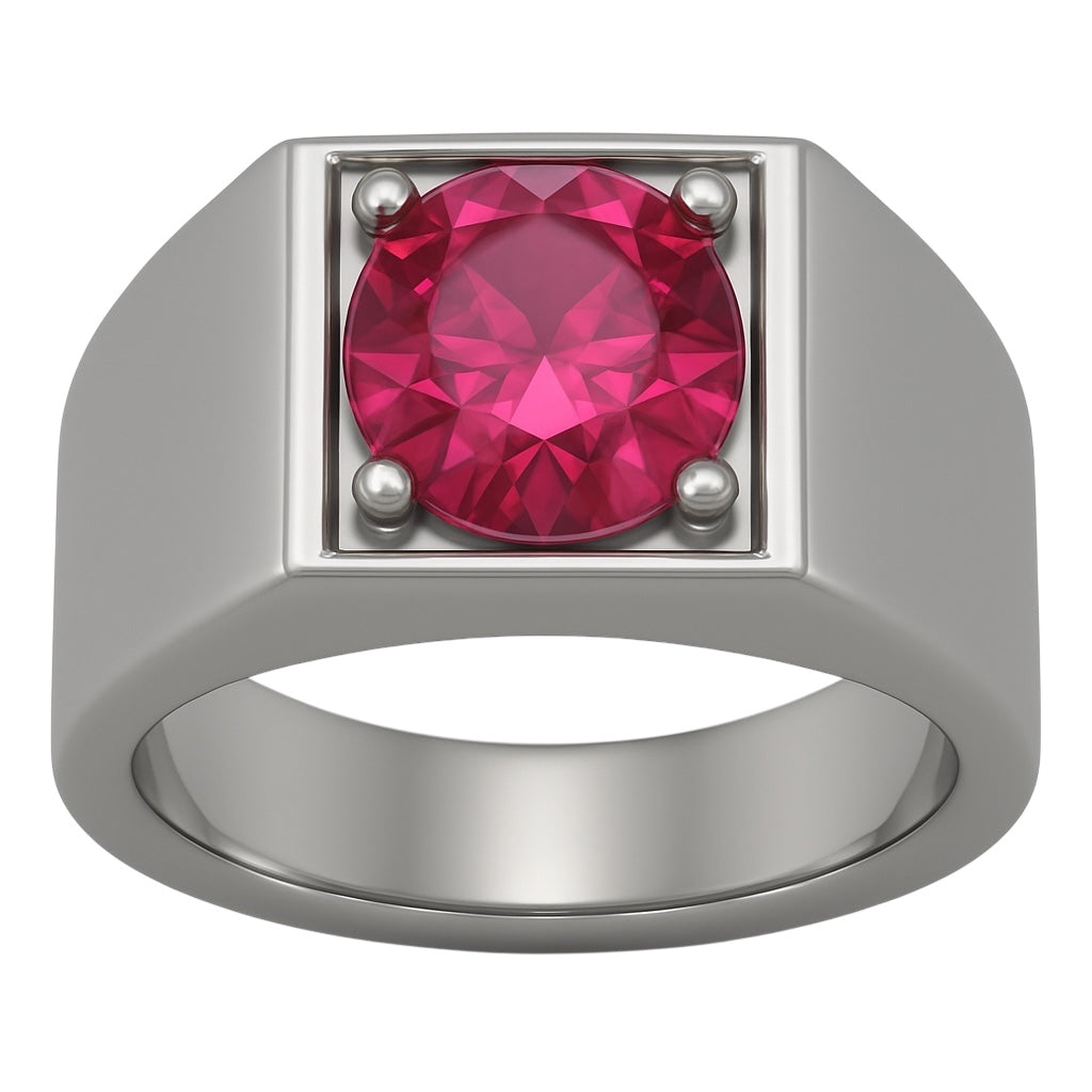 2ct Natural Garnet Birthstone Signet Ring - Hanna Boya