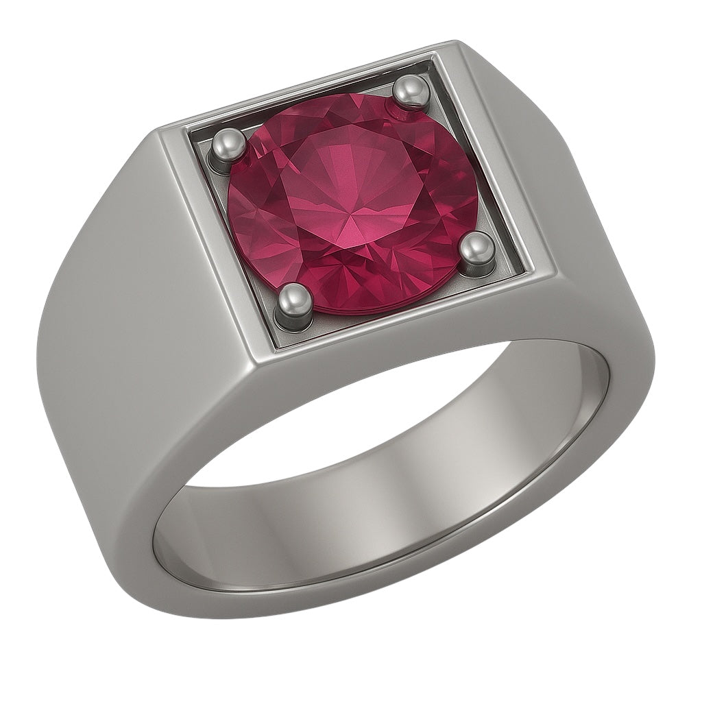 2ct Natural Garnet Birthstone Signet Ring - Hanna Boya