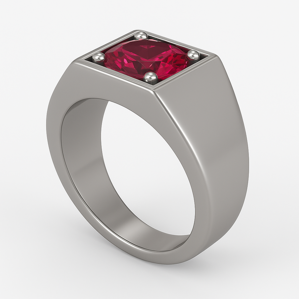 2ct Natural Garnet Birthstone Signet Ring - Hanna Boya