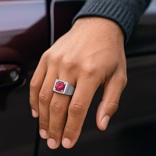 2ct Natural Garnet Birthstone Signet Ring - Hanna Boya