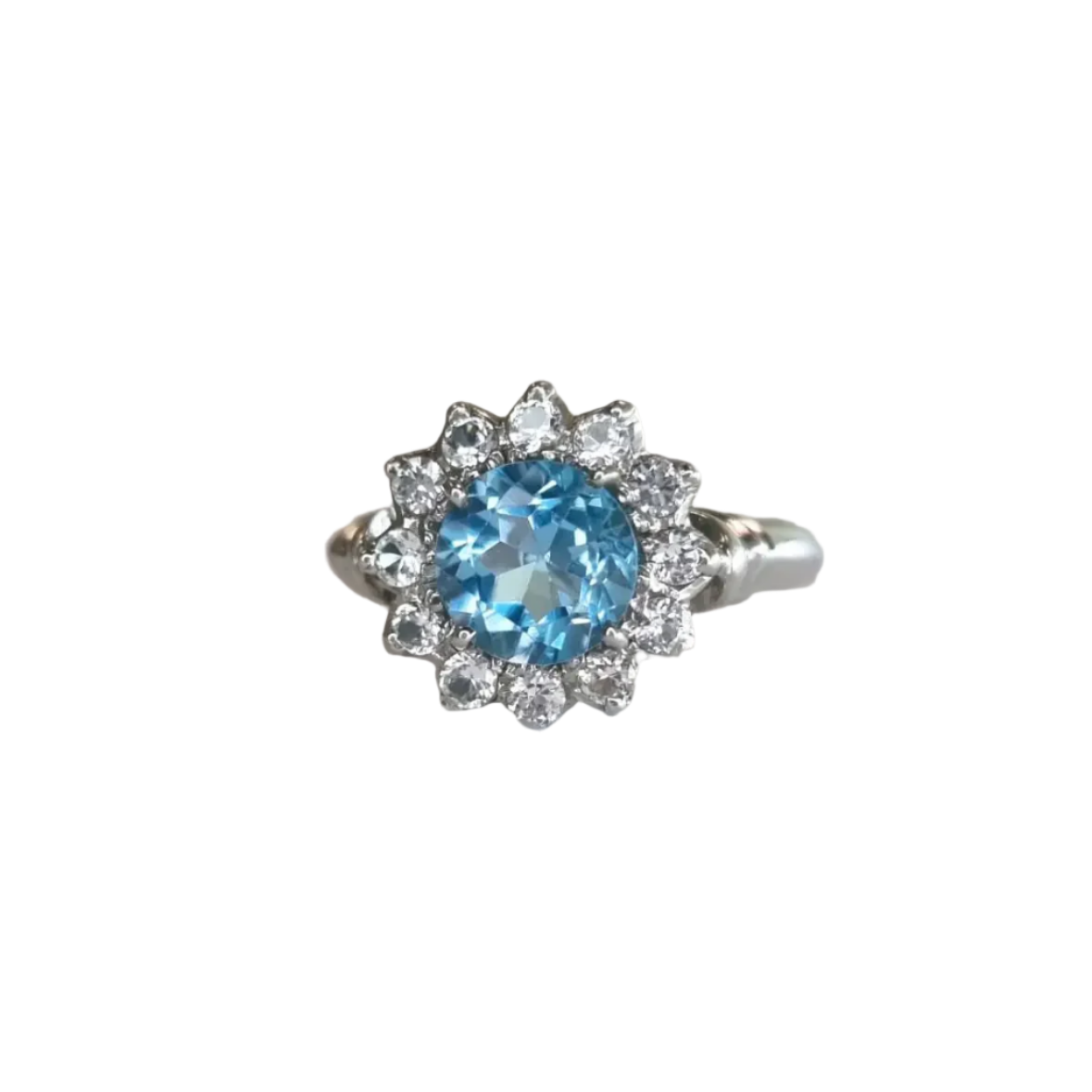 1ct Round Blue Topaz Silver Statement Ring - Hanna Boya