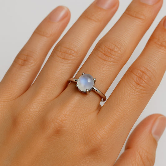 1ct Round Moonstone Ring - Hanna Boya