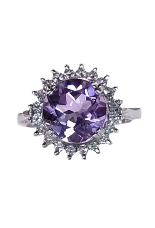 2.50ct Round Cut Purple Amethyst Statement Ring - Hanna Boya