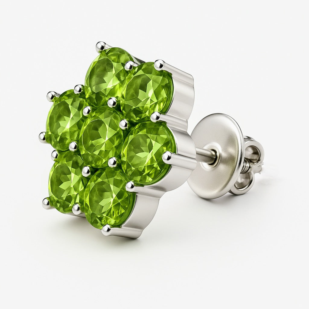 5.25ctw Natural Mint Green Peridot Stud Earrings - Hanna Boya