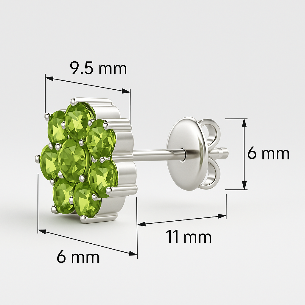 5.25ctw Natural Mint Green Peridot Stud Earrings - Hanna Boya