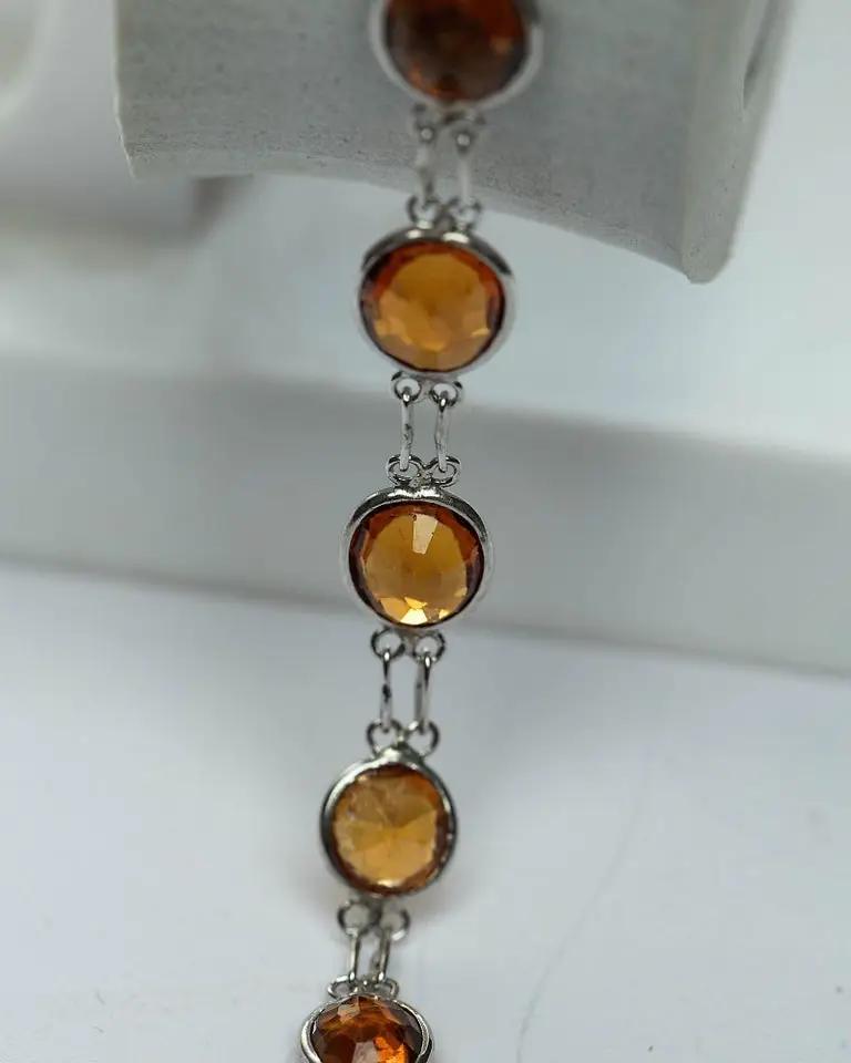 Natural Brown Orange Hessonite Garnet Tennis Bracelet
