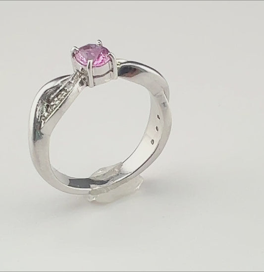 Bague saphir rose ovale naturel 1 ct