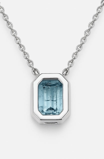 Rectangle Aquamarine Necklace Pendant