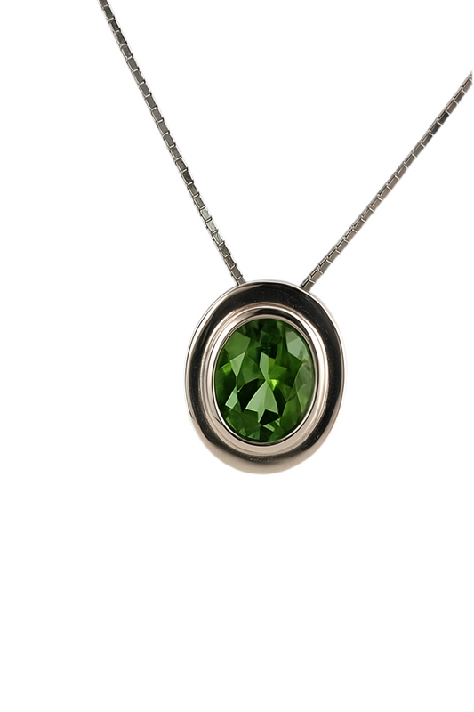 Oval Cut Natural Rare Yellow-Green Citrine Necklace Pendant