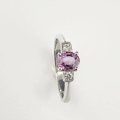 1ct Oval-Cut Natural Pink Sapphire Ring with Zircon Accents