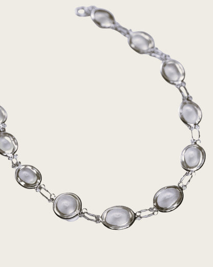 Moonstone Cabochon Tennis Bracelet  Platinum Silver