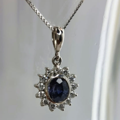 1.5ct Oval Natural Blue Sapphire Pendant