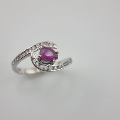 1.5ct Pear Cut Natural Pink Sapphire Ring