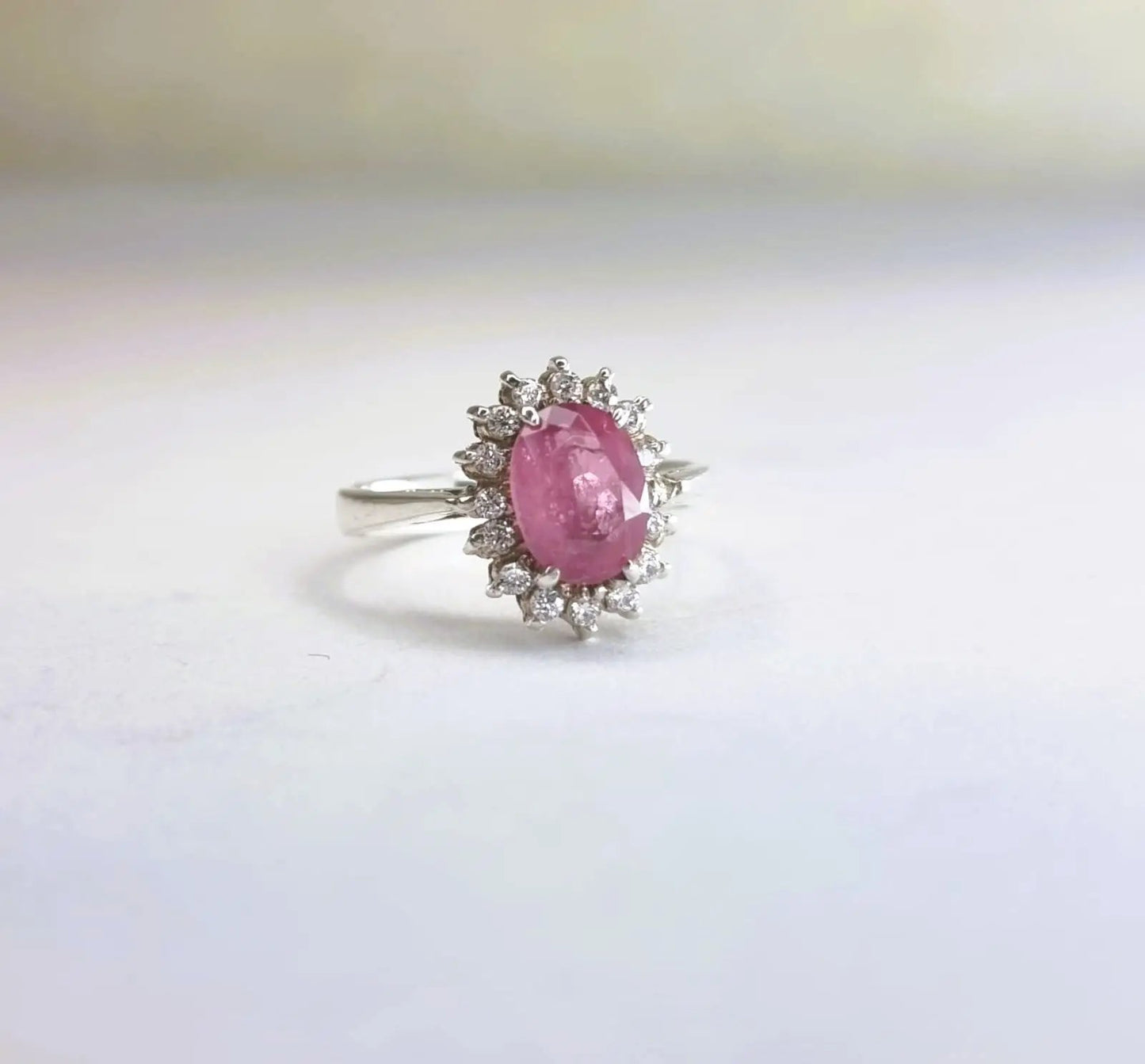 1.5ct Oval Pink Tourmaline Silver Statement Ring