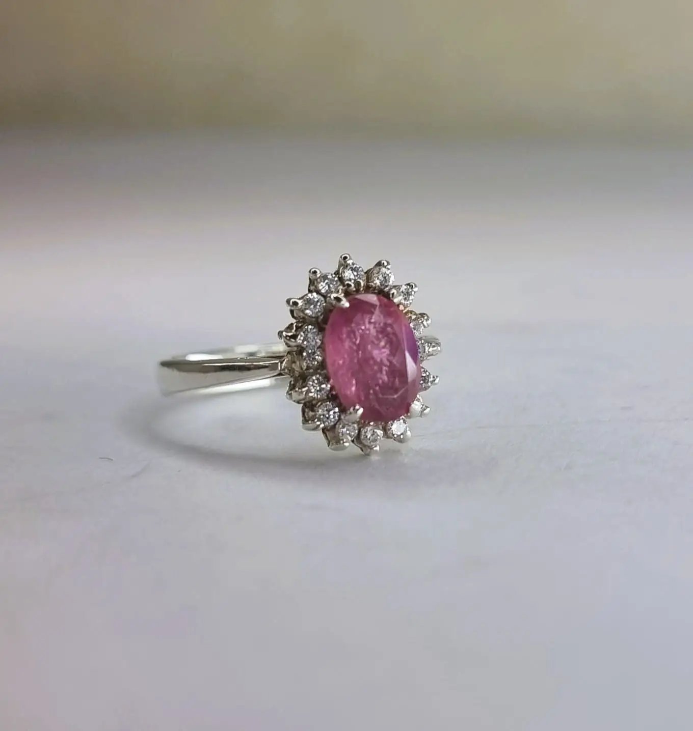 1.5ct Oval Pink Tourmaline Silver Statement Ring