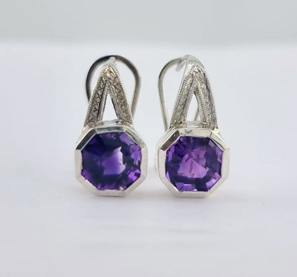 Amethyst Lever-back Sterling Silver Earrings