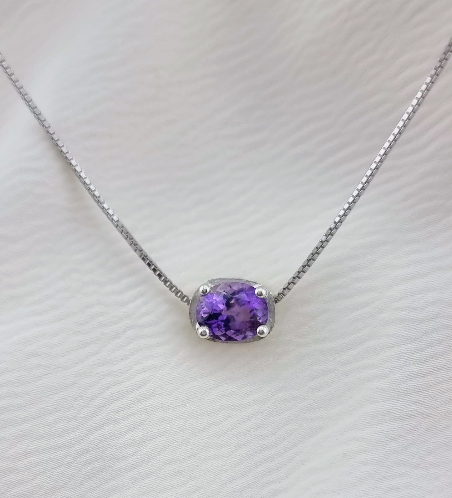 Oval-Cut Amethyst Pendant Necklace in Sterling Silver