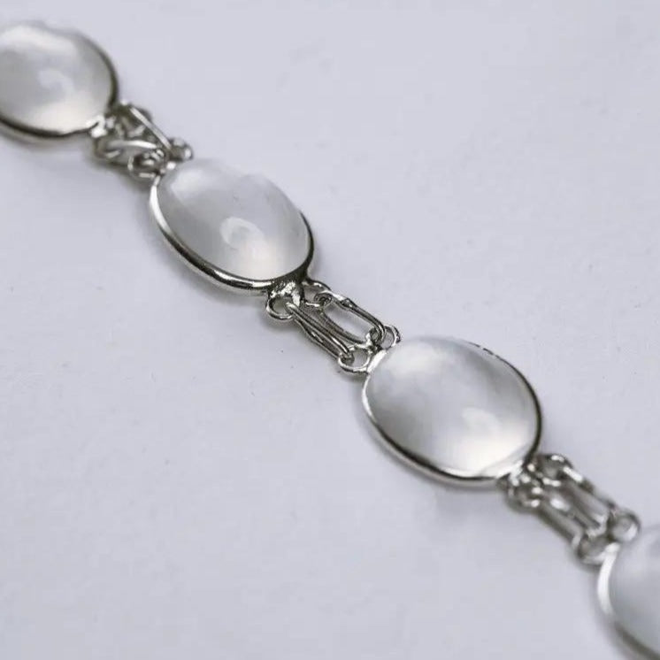 14ctw Natural Moonstone Tennis Bracelet Platinum Silver 