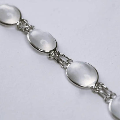 14ctw Natural Moonstone Tennis Bracelet Platinum Silver 