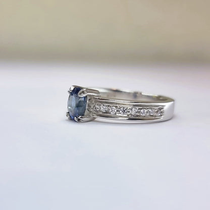 1ct Oval Natural Blue Sapphire Engagement Ring