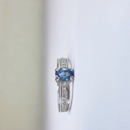 1ct Oval Natural Blue Sapphire Engagement Ring