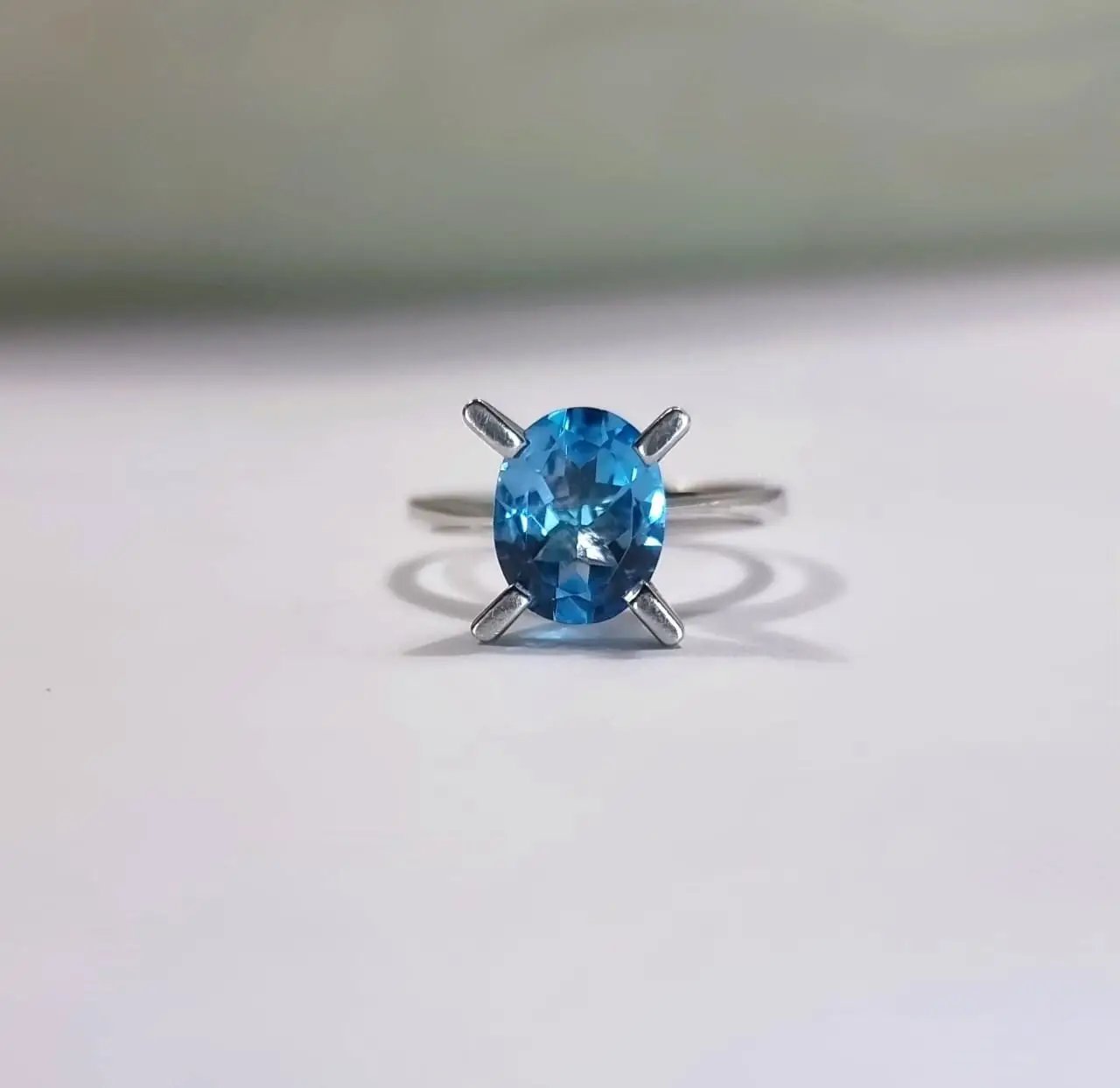 1ct Oval Cut Natural Blue Sapphire Statement Ring