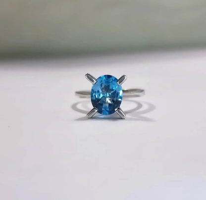 1ct Oval Cut Natural Blue Sapphire Statement Ring