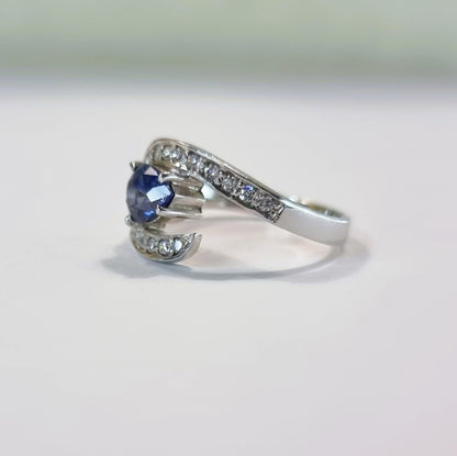 1ct Pear Cut Natural Blue Sapphire Statement Ring