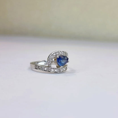 1ct Pear Cut Natural Blue Sapphire Statement Ring