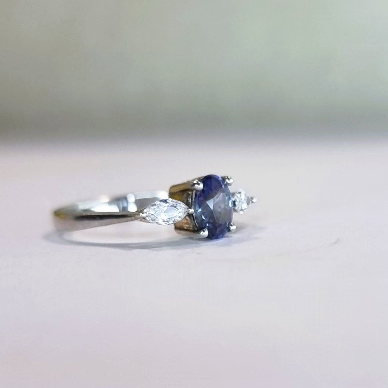 1ct Oval Natural Blue Sapphire Engagement Ring