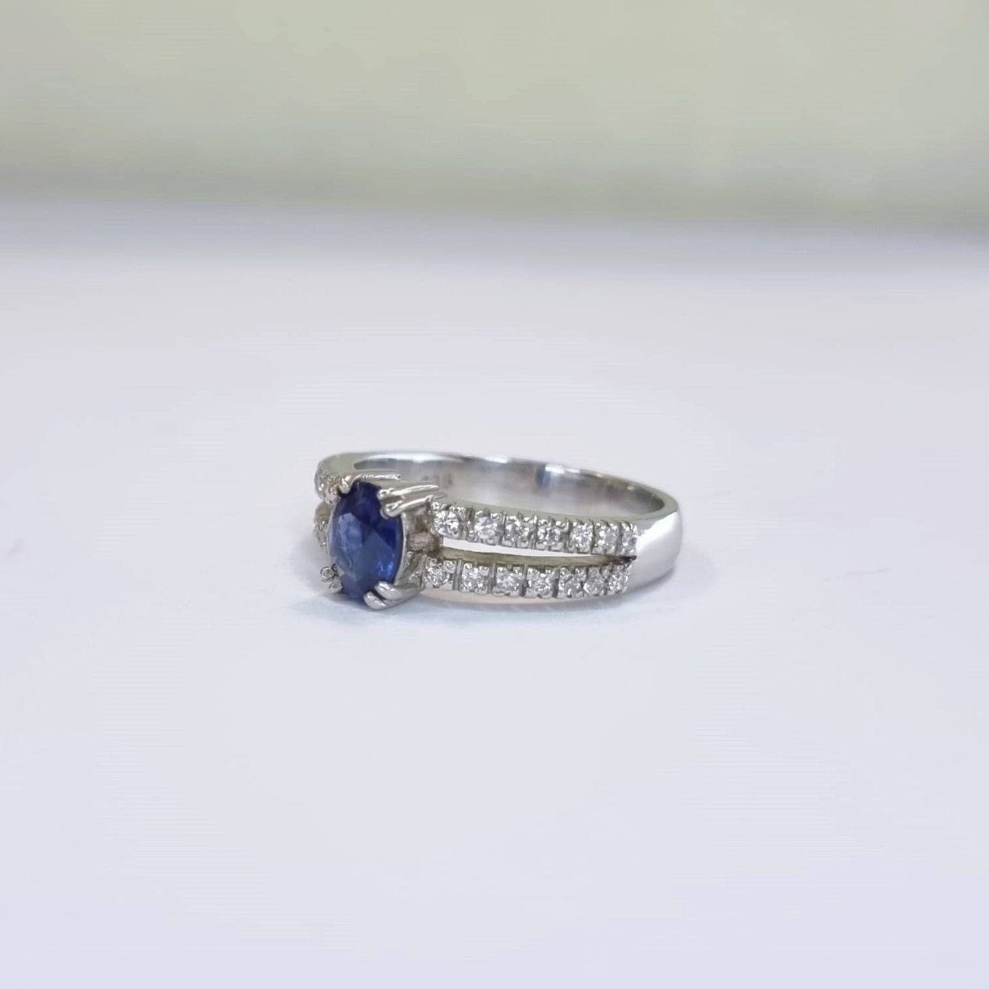 1.5ct Oval Blue Sapphire Engagement Ring