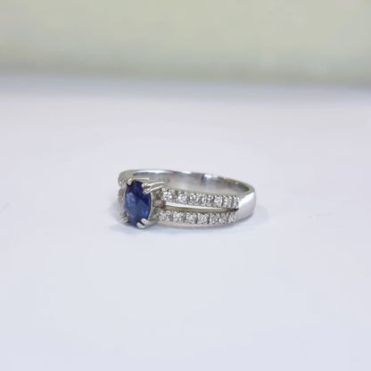 1.5ct Oval Blue Sapphire Engagement Ring