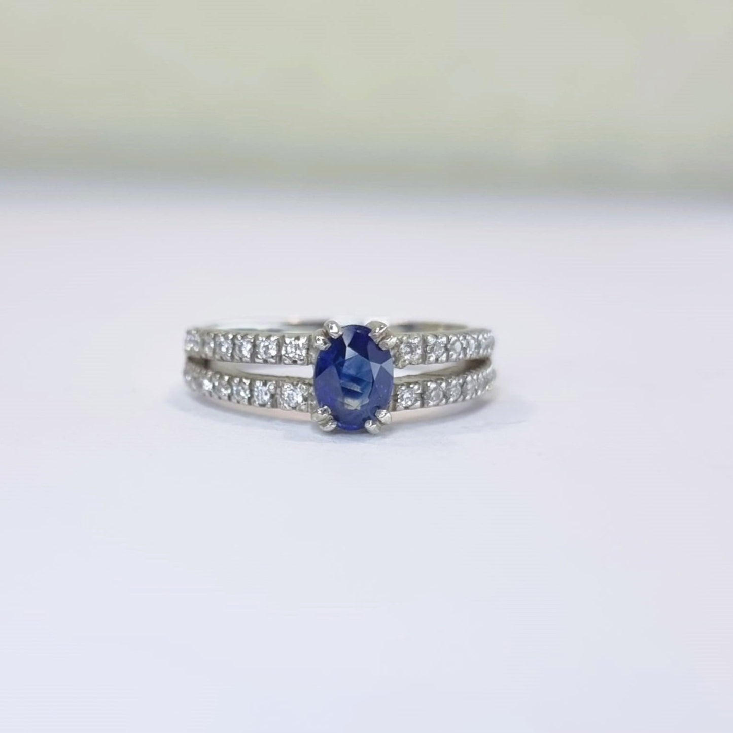 1.5ct Oval Blue Sapphire Engagement Ring