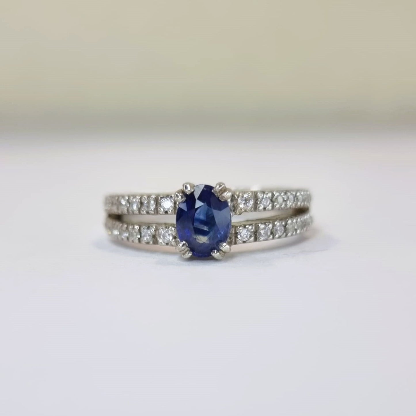 1.5ct Oval Blue Sapphire Engagement Ring