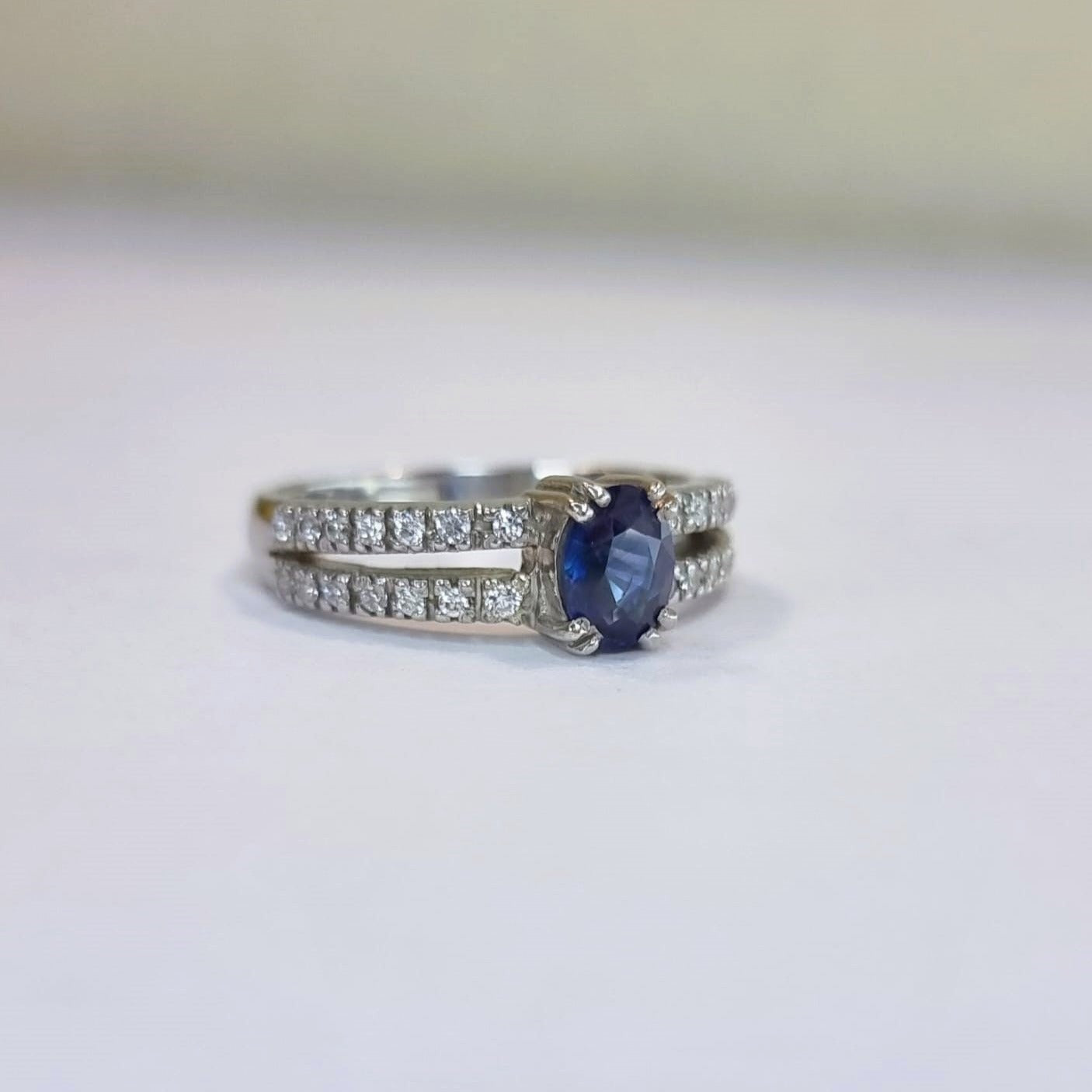 1.5ct Oval Blue Sapphire Engagement Ring