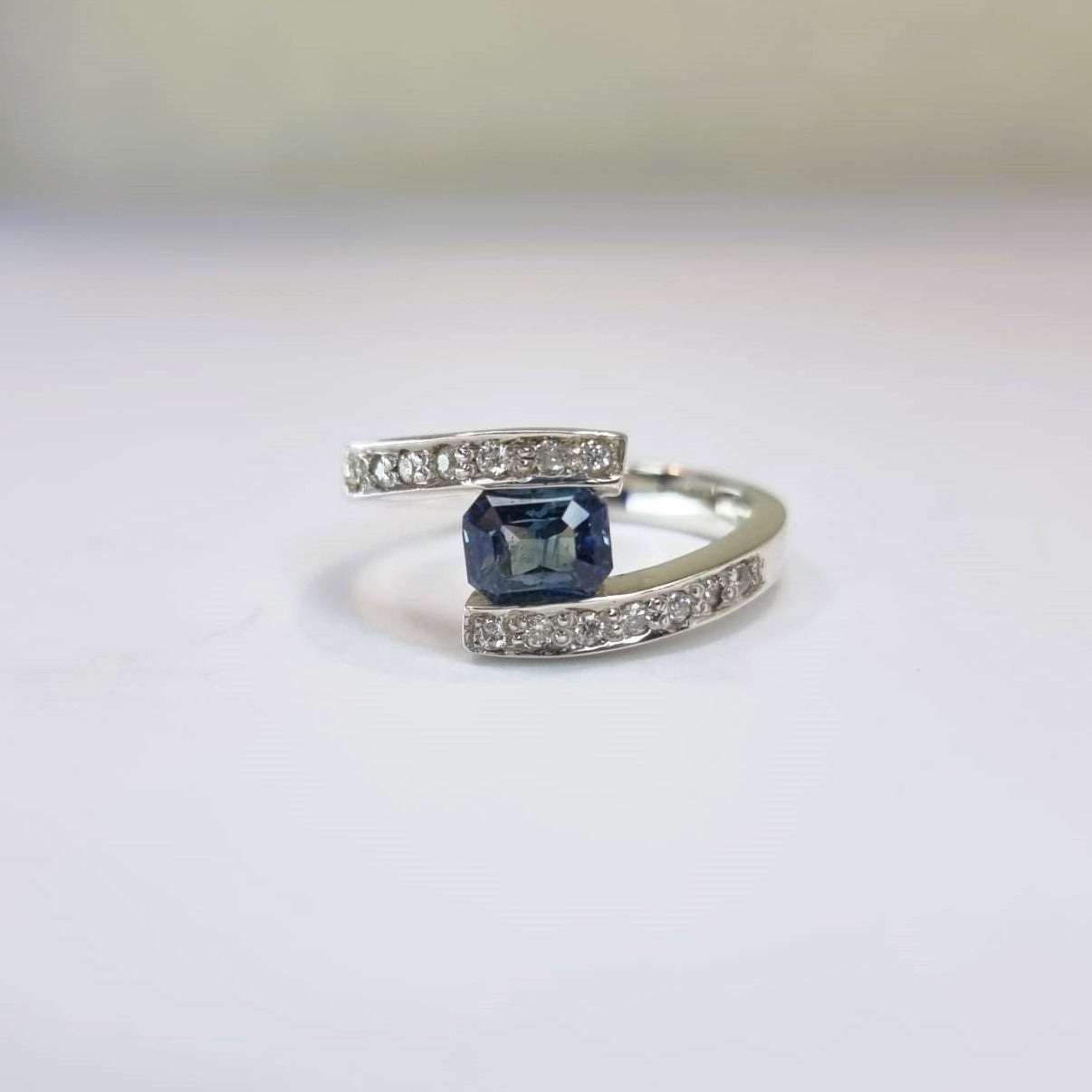 2ct Natural Blue Sapphire Floating Engagement Ring