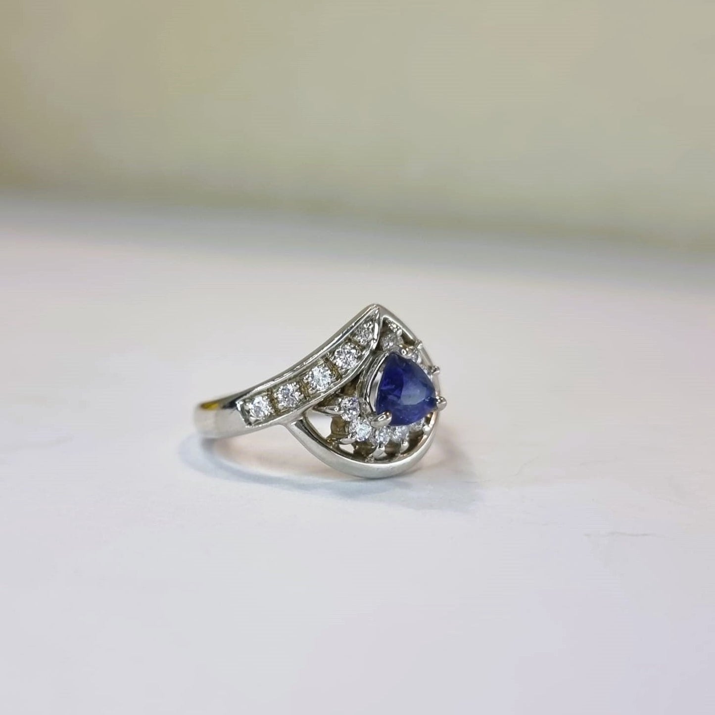 1ct Trillion Natural Blue Sapphire Statement  Ring